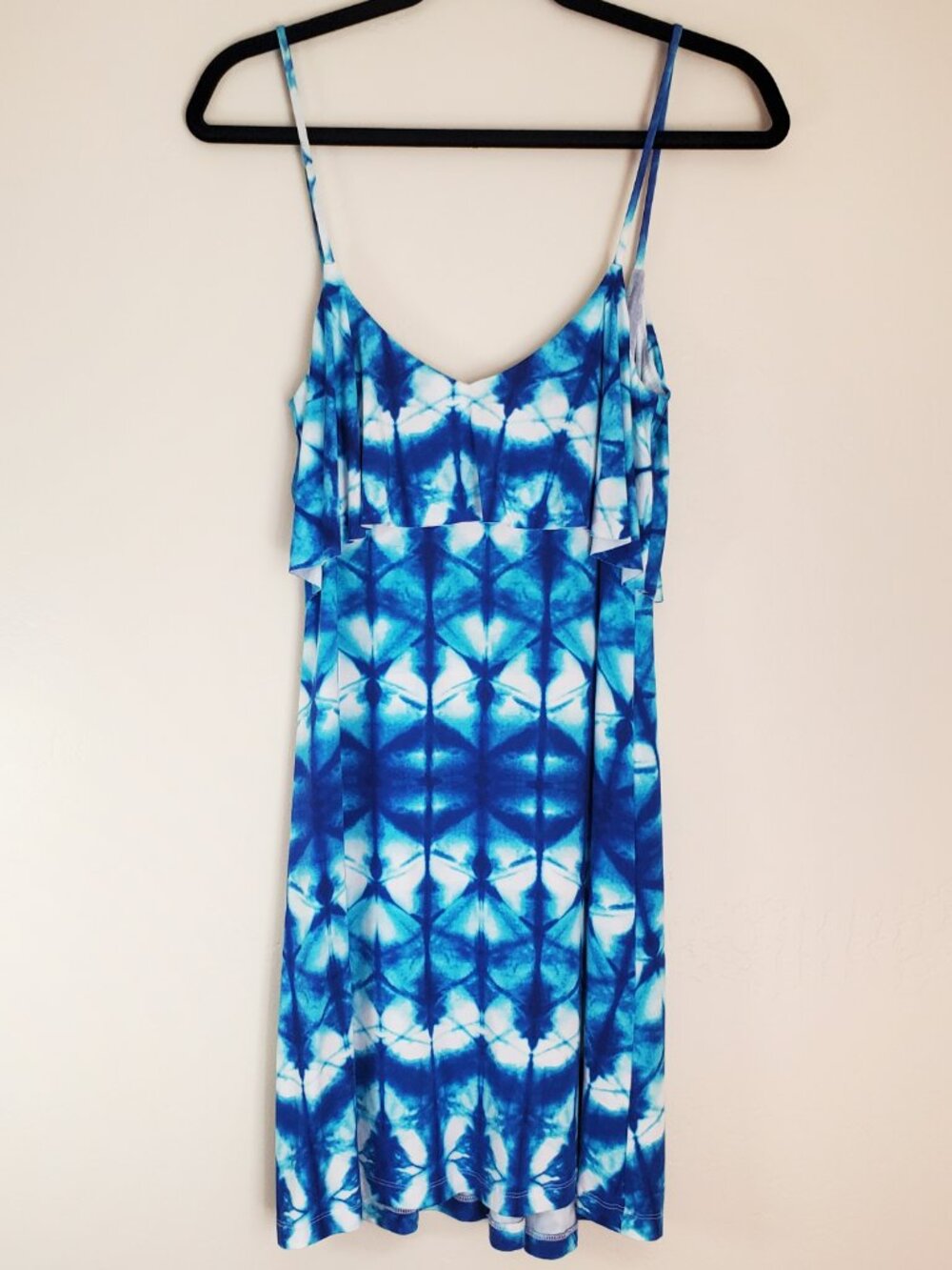 Tart Collections Shibori Tie-Dye Sleeveless Spaghetti Strap Dress Blue & White